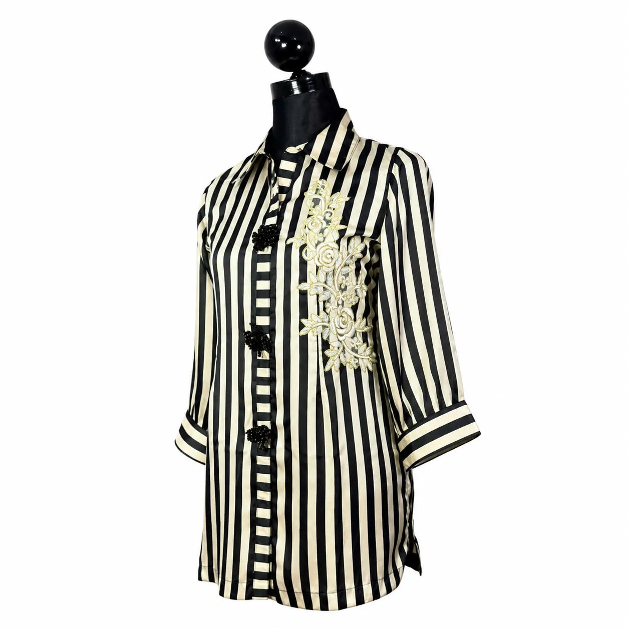 Women's Black & Beige StripedCord-Set